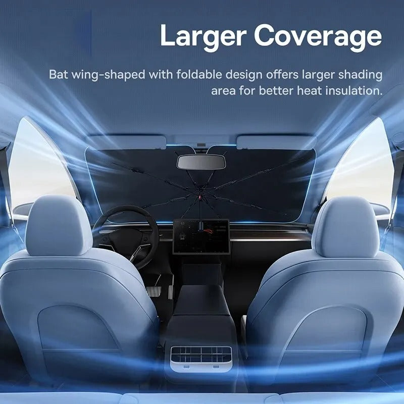 UV Reflective Car Windshield Umbrella – Foldable & Heat Resistant Sunshade